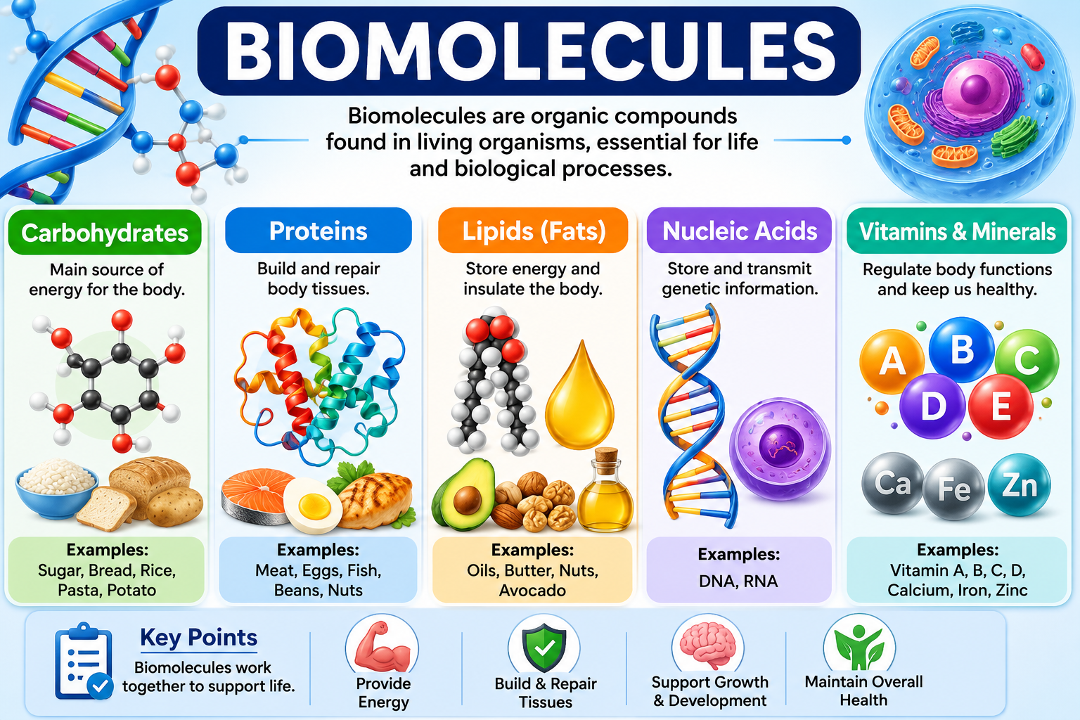 Biomolecules Study Guide: Carbohydrates, Proteins, Lipids & Nucleic Acids